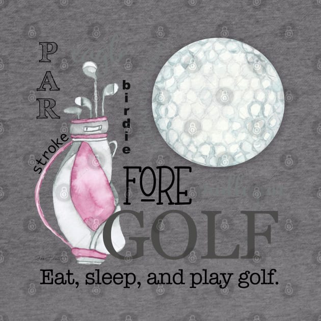 Pink Golf Art by Jean Plout Designs